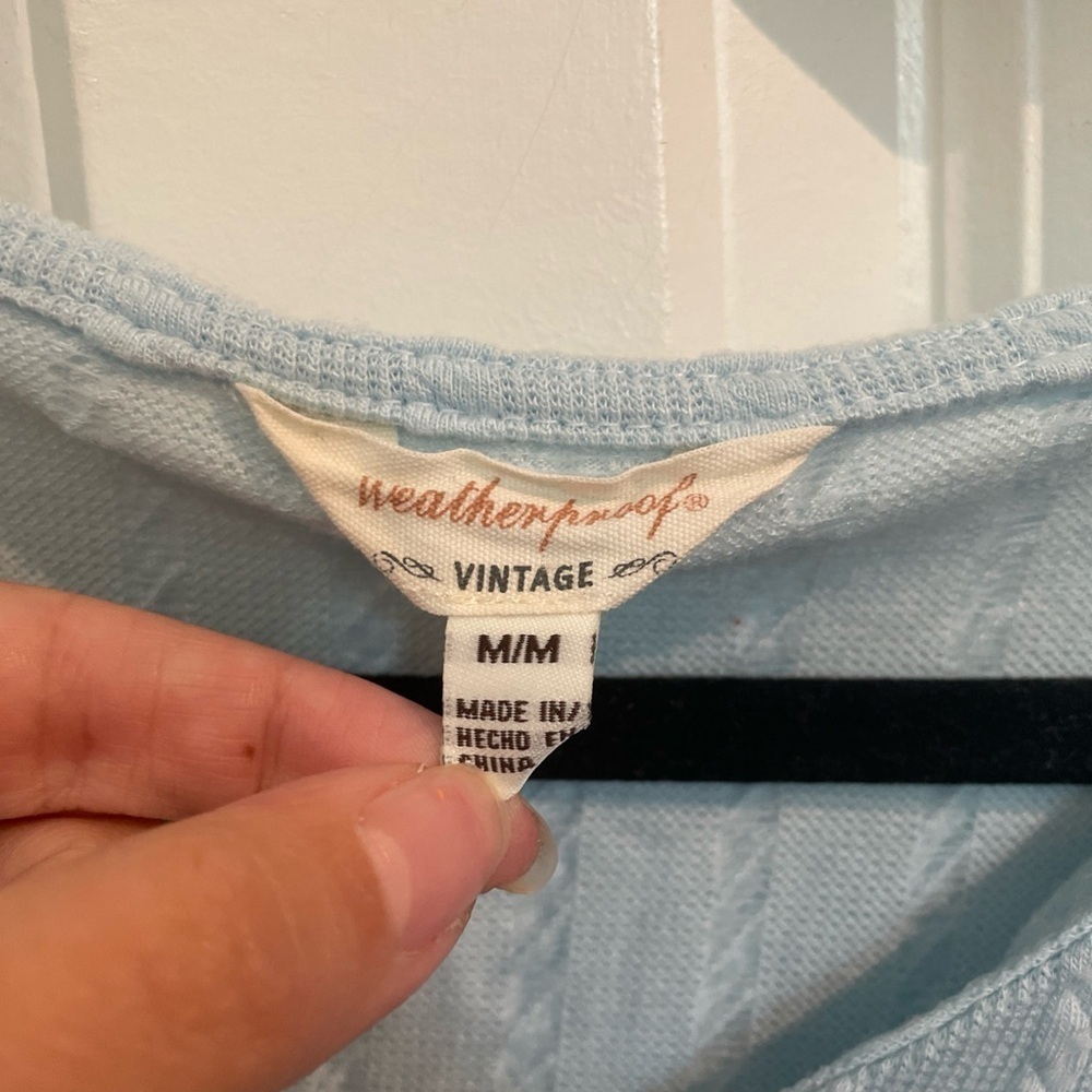 Weatherproof Blue Short Sleeve Ribbed Button Down Shirt - Picture 4 of 5